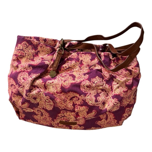 Lucky Brand Handbags - Lucky Brand Canvas Paisley Tote Bag Leather Strap Boho